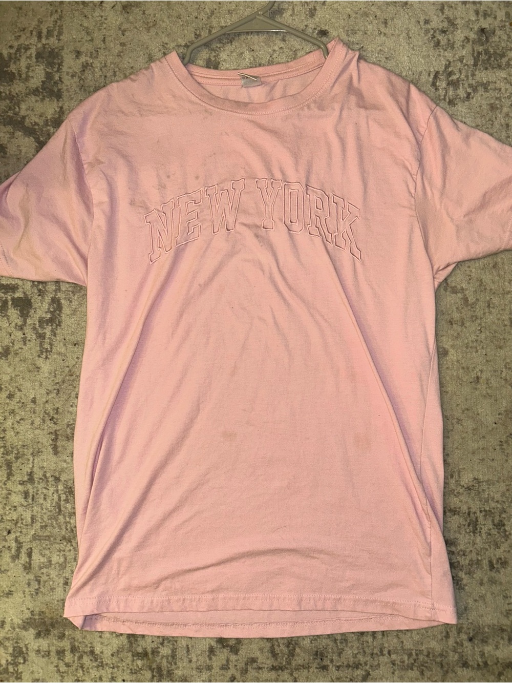 Matix Pink Embroidered 'New York' Short Sleeve Tee